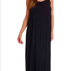 Floor length linen feel black dress